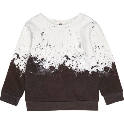 Mini boys white paint splatter sweatshirt